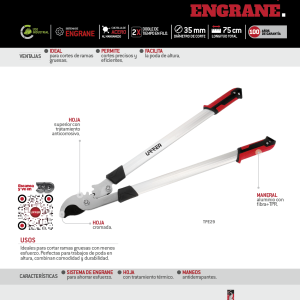 Tijeras para ramas altas 29-1/2" engrane Urrea