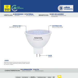 Lámpara de LED tipo GU5.3, 4 W luz de día Surtek