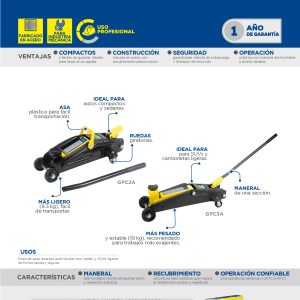 Gato hidráulico de patín compacto, 3 ton Surtek