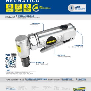 Moto-tool neumático angular 1/4" 20,000 RPM Surtek