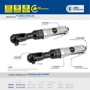 Matraca neumática cuadro de 1/2", 65 ft-lb Surtek