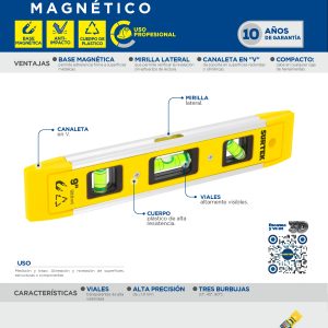 Nivel torpedo magnético 9" Surtek