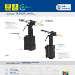 Remachadora neumática para boquillas 1/8" a 1/4" Surtek
