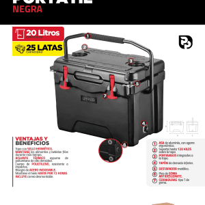 Hielera negra portatil 20lt 55 cm x 40 cm x 34.5 cm Urrea