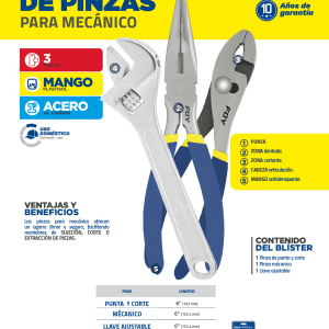 Juego combinado de pinzas para mecánico, 3 piezas Foy