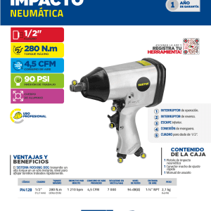 Pistola de impacto neumática cuadro de 1/2" 207 Ft-lb sistema rocking dog Surtek