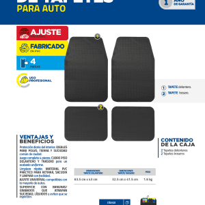 Juego de tapetes para auto, 4 piezas, color negro Surtek