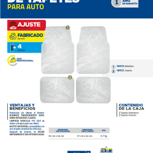 Juego de tapetes para auto, 4 piezas, color transparente Surtek