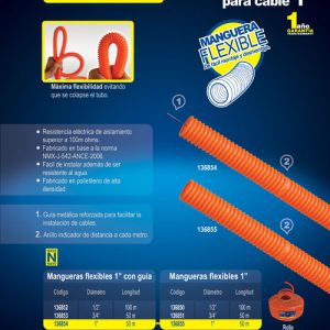 Manguera flexible para cable, reforzada con guía 1" 50 m Surtek
