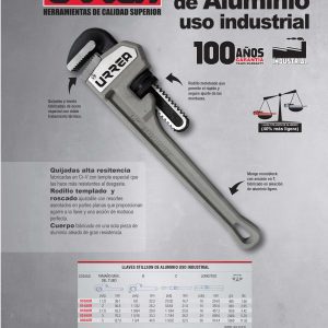 Llave Stillson de aluminio, 10" Urrea