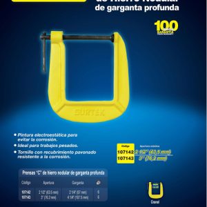 Prensa tipo "C" de 2-1/2" hierro nodular, garganta profunda Surtek