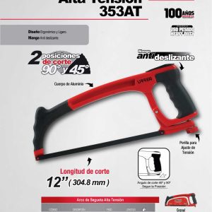 Arco de segueta de alta tensión ergonómico con mango bimaterial 12", 16" Urrea