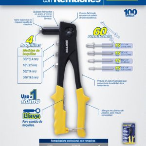 Remachadora manual de nariz larga con remaches, 10" Surtek