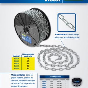Cadena de acero al carbón tipo Víctor 2 mm x 30 m Surtek