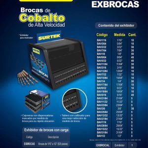 Exhibidor con brocas de cobalto de acero de alta velocidad, 526 piezas Surtek