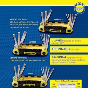 Juego de llaves hexagonales tipo navaja métricas estuche bimaterial, 8 pz Surtek