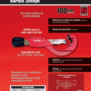 Cortatubos cuerpo de aluminio de 1/4" a 2-5/8" cambio rápido Urrea