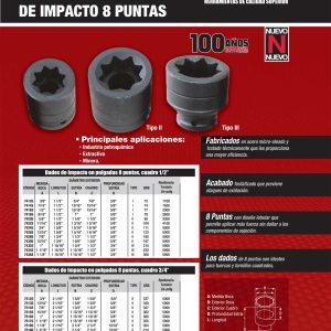 Dado de impacto cuadro de 1/2", 8 puntas, en pulgadas, 11/16" Urrea