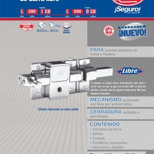 Cerradura de barra libre función derecha, cromo brillante, llave tetra, en caja Lock