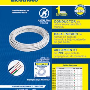 Cable eléctrico THW calibre 14, 100 m color rojo Surtek