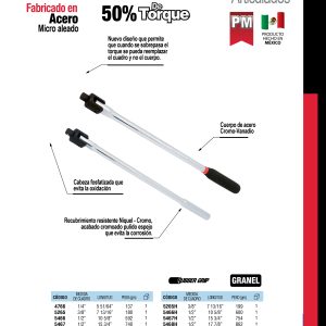 Mango articulado con mango rubber grip para dado cuadro de 1/2", 17-7/8" Urrea