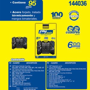 Juego combinado de herramienta 95 piezas, con estuche plástico Foy