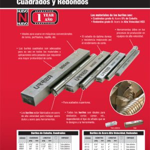 Buril cuadrado de acero de alta velocidad con cobalto 3/8" x 3" Urrea