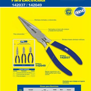 Juego de pinzas para electricista con mango con doble plastisol, 3 piezas Foy