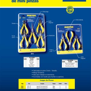 Juego de mini pinzas con mango bimaterial para electrónica, 3 piezas Surtek