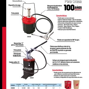 Inyector de grasa con cubeta de alta presión y alto volumen de 5 kg, 10,000 PSI Urrea