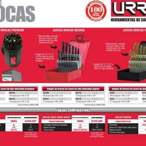 Juego de brocas premium de acero de alta velocidad zanco 3 planos, 29 piezas Urrea