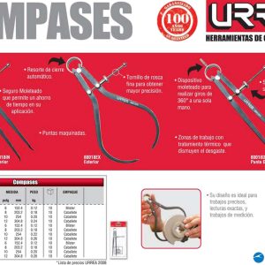 Compás para medición interior  6" Urrea
