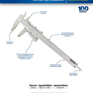 Calibrador en pulgadas y milímetros vernier autolock 0 - 6" Surtek