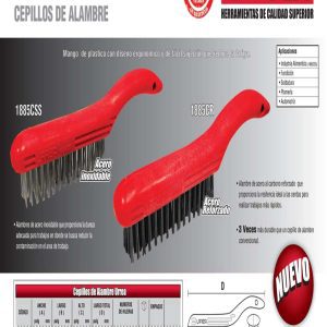 Cepillo de alambre de acero reforzado con 4x16 filas de pinceles con mango Urrea