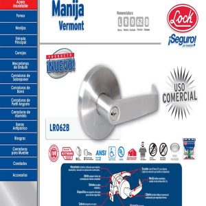 Manija cilíndrica plana función entrada, acero inoxidable, llave estándar, blíster Lock