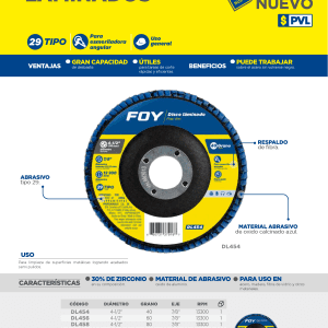 Disco laminado tipo 29 grano 80, 7" Foy