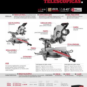 Sierra de inglete telescópica 10" 2100 W Urrea