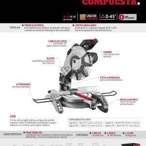 Sierra de inglete compuesta 10" 1800 W Urrea