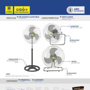 Ventilador 3 en 1, 3 velocidades, 18" Surtek