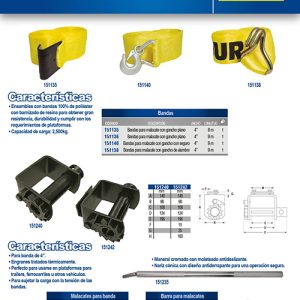 Banda para malacate con gancho plano, 4" x 8 m Surtek