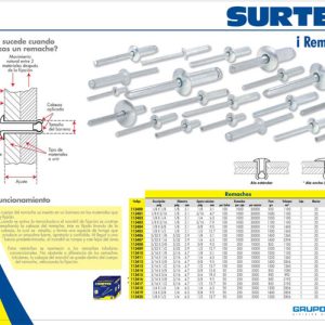 Remache 1/8" x 5/16", 10 bolsas con 100 remaches Surtek
