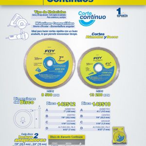 Disco de diamante continuo, 4-1/2" Foy