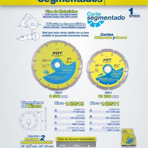 Disco de diamante segmentado, 4-1/2" Foy