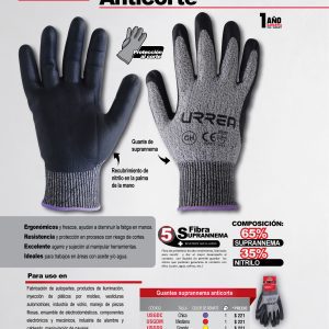 Guantes de fibra tipo Supraneema anti-corte con recubrimiento de nitrilo espumoso EG Urrea