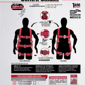 Arnés de seguridad contra caídas con cinturón, talla 36-40 Urrea