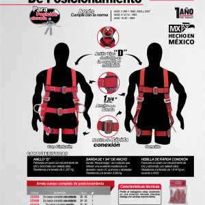 Arnés de seguridad de posicionamiento con cinturón, talla 36-40 Urrea