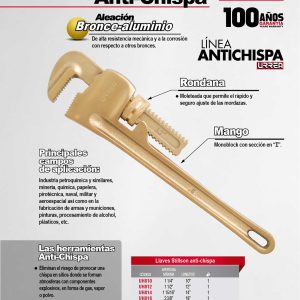 Llave stillson de bronce-aluminio antichispa de 24" Urrea