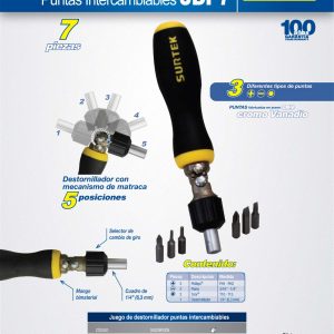 Juego de puntas y accesorios hexágono de 1/4", 7 piezas en blíster Surtek