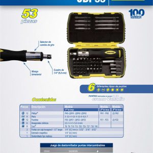 Juego de puntas y accesorios hexágono de 1/4", 53 piezas en blíster Surtek