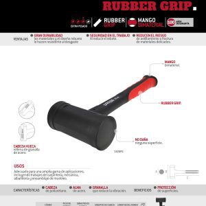 Mazo de golpe seco tapas fijas con mango Rubber grip de 11-31/32", 45 oz Urrea